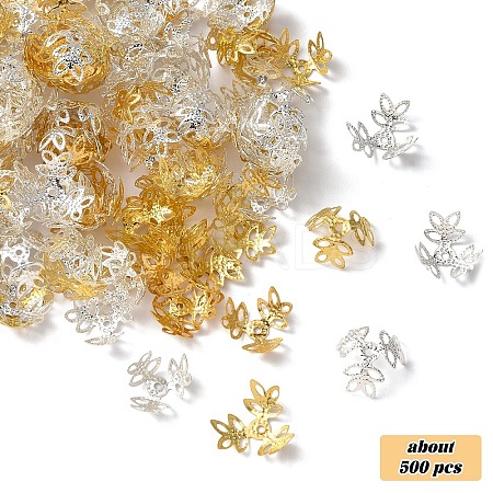 50g 2 Colors Plated Iron Fancy Bead Caps IFIN-YW0003-96-1