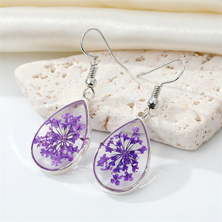 Bohemian Resin Dried Flower Earrings Colorful Creative Eternal Floral Drop for Women LS-ST6910548-1