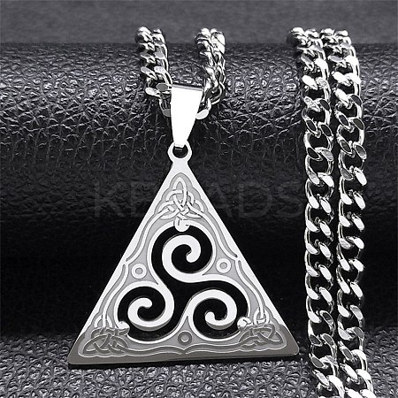 201 Stainless Steel Viking Triskelion Pendant Necklaces for Women Men NJEW-F344-01P-1