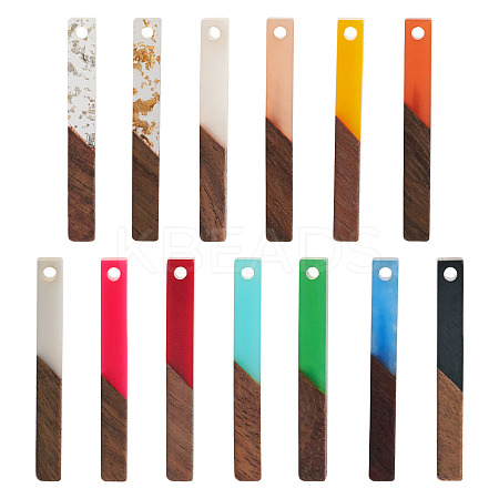 26Pcs 13 Styles Transparent & Opaque Resin & Walnut Wood Pendants RESI-TA0002-57-1