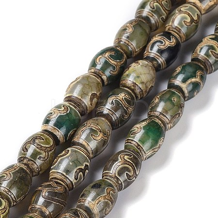 Tibetan Style dZi Beads Strands TDZI-E005-01B-1