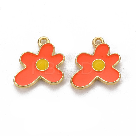 Rack Plating Light Gold Alloy Enamel Pendants ENAM-Q444-013B-RS-1