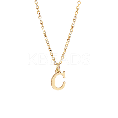 304 Stainless Steel Letter Pendant Necklaces NJEW-LP0001-53C-G-1