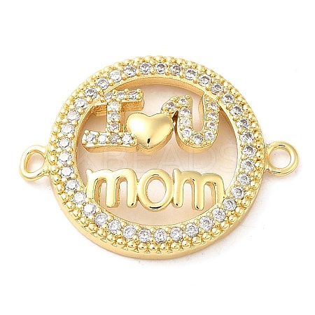 Brass Micro Pave Clear Cubic Zirconia Mama Connector Charms FIND-Z041-12B-1