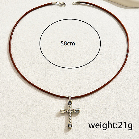 Retro Alloy Hip-hop Style Cross Pendant Necklaces LE7293-1-1