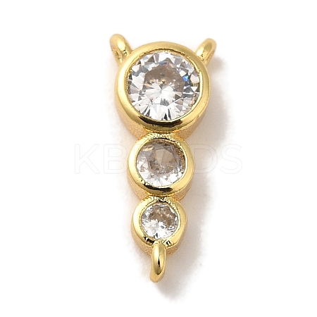 Rack Plating Brass Pave Clear Cubic Zirconia Flat Round Beaded Chandelier Component Links KK-U027-02G-1
