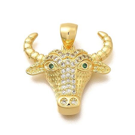 Rack Plating Brass Micro Pave Cubic Zirconia Pendants KK-L226-054G-02-1