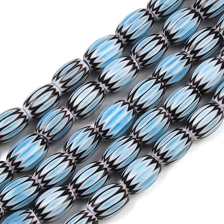 Handmade Millefiori Glass Oval Bead Strands LK-Z001-01B-09-1