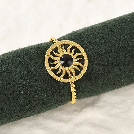 304 Stainless Steel Enamel Cuff Rings for Women LS-RJEW-G338-01G-02-1