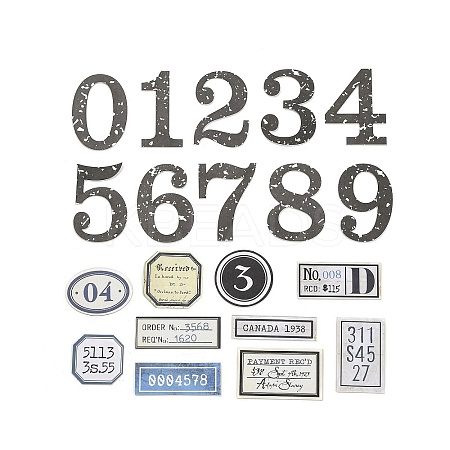 20Pcs Retro Number Paper Waterproof Stickers STIC-P015-B06-1