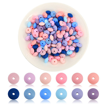 180Pcs 12 Colors Rondelle Food Grade Eco-Friendly Silicone Abacus Beads SIL-CA0003-18-1