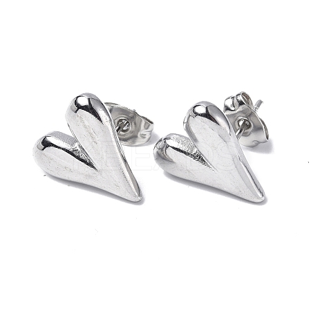 304 Stainless Steel Heart Stud Earrings for Women EJEW-F300-09P-1