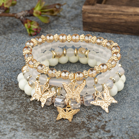 Boho Style Wood Beaded Stretch Bracelet Sets for Women WGE3C3B-33-1