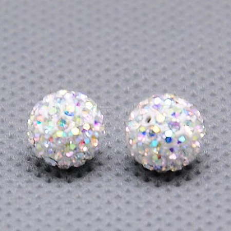 Round Polymer Clay Czech Glass Rhinestone Beads RB-D289-8mm-101-1