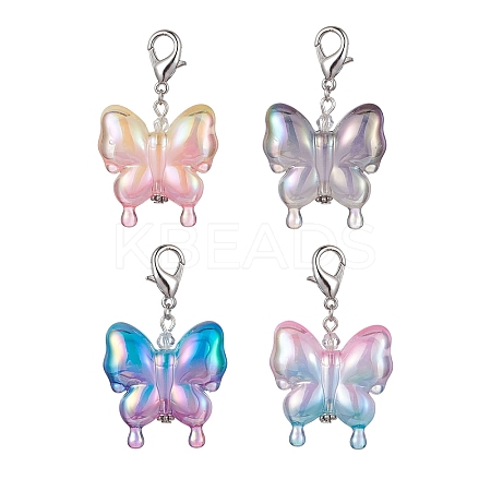 4Pcs Acrylic Butterfly Pendant Decorations HJEW-JM01594-1
