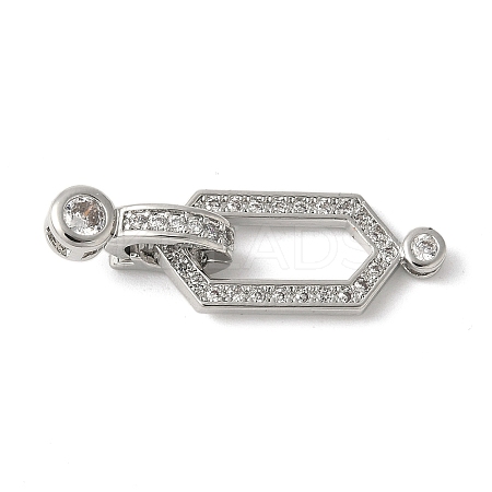 Brass Pave Clear Cubic Zirconia Fold Over Clasps KK-M320-26P-1