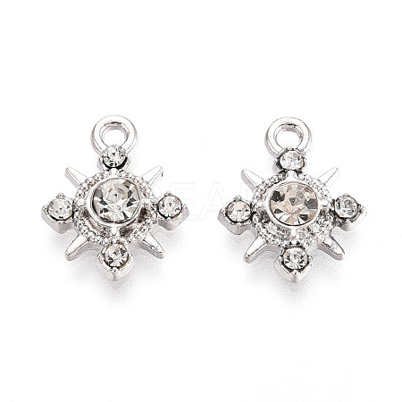 Rack Plating Alloy and Rhinestone Pendants PALLOY-T090-47P-1
