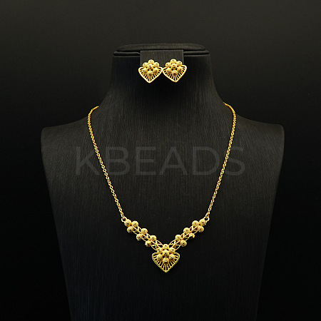 Brass Pendant Necklaces & Stud Earrings for Women FS-WGBE006-04-1