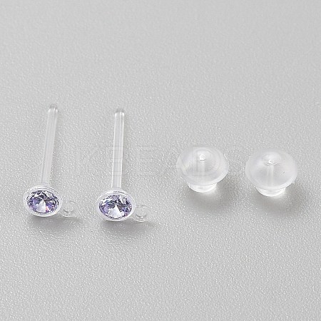 Resin Stud Earring Finding RESI-WH20001-08B-1
