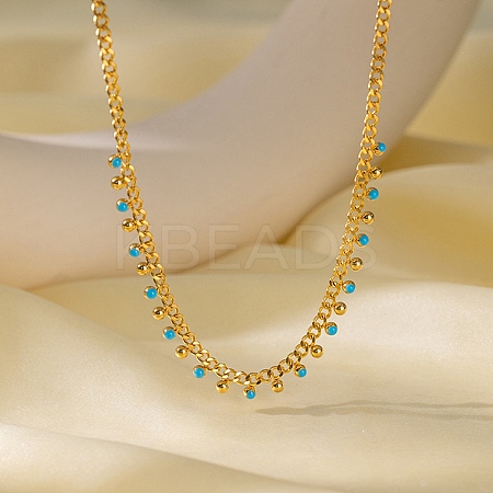 304 Stainless Steel Enamel Chain Necklaces NJEW-P302-03G-1