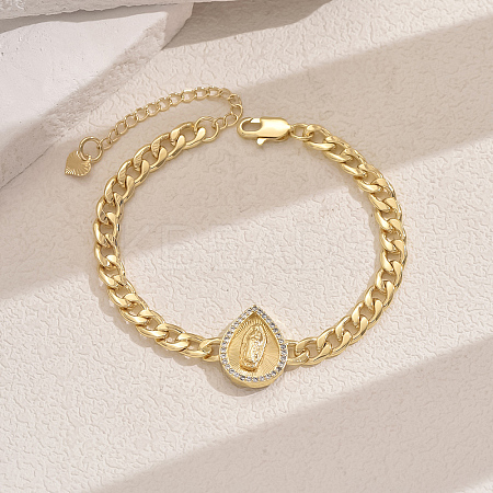 Virgin Marry Theme Brass Micro Pave Clear Cubic Zirconia Link Bracelets SO7559-3-1