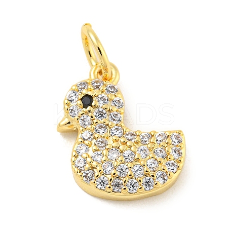 Rack Plating Brass Micro Pave Clear Cubic Zirconia Pendants KK-B093-02D-G-1
