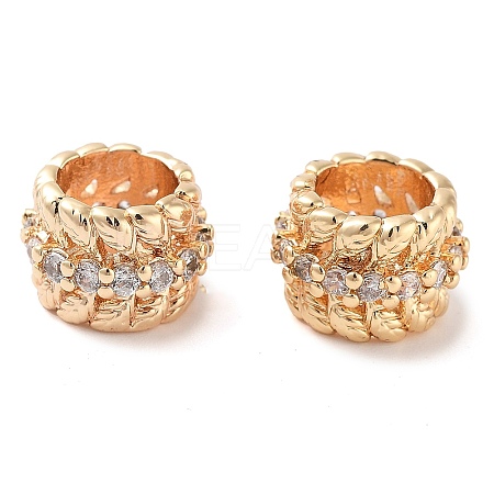 Brass Micro Pave Clear Cubic Zirconia Beads KK-U028-28G-1