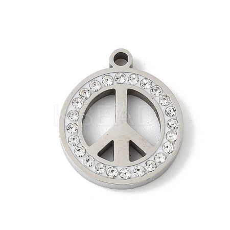 304 Stainless Steel Rhinestone Pendants STAS-Q354-04P-1