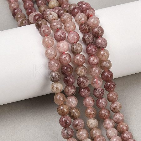 Natural Strawberry Quartz Beads Strands G-H350-A01-6mm-1