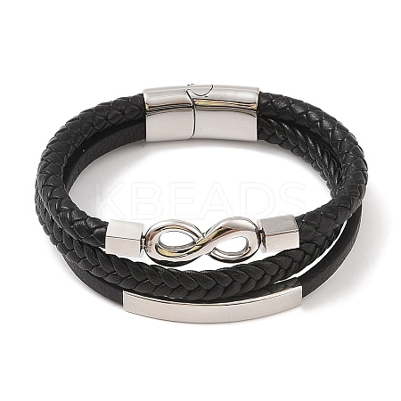 Braided Microfiber Leather Multi-strand Bracelets BJEW-B096-05D-1