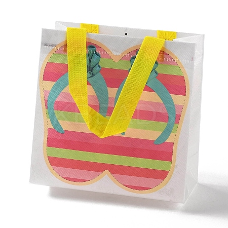Summer Beach Theme Printed Flip Flops Non-Woven Reusable Folding Gift Bags with Handle ABAG-F009-E02-1