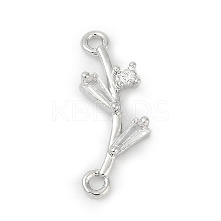Brass Clear Cubic Zirconia Connector Charms KK-Z094-06P-02-1