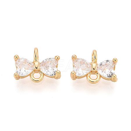 Brass Pave Clear Cubic Zirconia Connector Charms KK-T078-03G-02-1