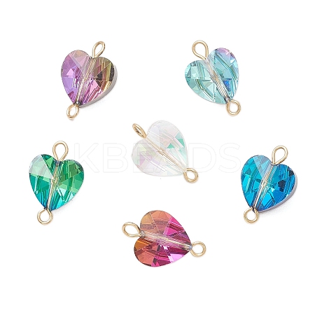 Transparent Glass Heart Links Connector Charms PALLOY-JF04196-S-1