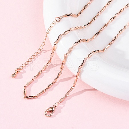 Brass Twisted Bar Link Chain Necklaces NJEW-D302-63RG-1