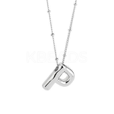 1pc Brass Chain with Alloy Letter Pendants Necklaces NJEW-LP0001-41P-P-1
