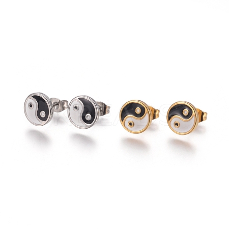 Feng Shui 304 Stainless Steel Stud Earrings EJEW-I235-16-1
