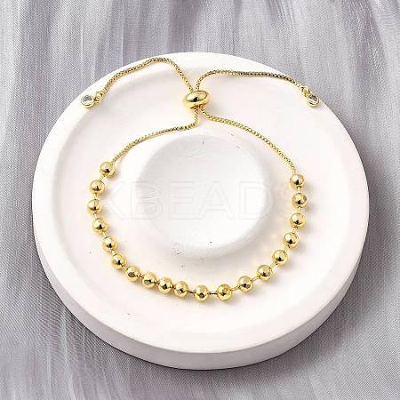 Brass Round Beads Slider Bracelets for Women BJEW-D317-13C-G-1