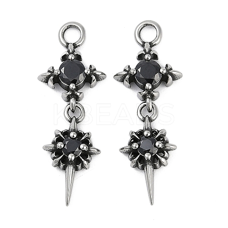 316 Surgical Stainless Steel Micro Pave Cubic Zirconia Pendants LS-STAS-G349-03AS-01-1