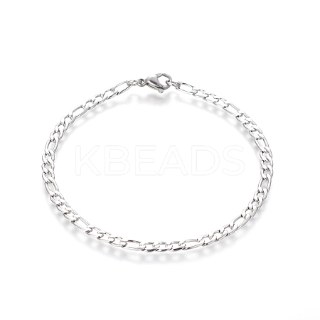 Tarnish Resistant 304 Stainless Steel Figaro Chain Bracelets BJEW-E369-07P-1