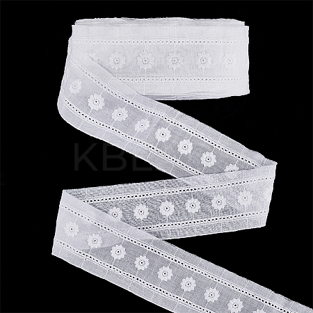 Cotton Flower Pattern Embroidery Lace Ribbon OCOR-WH0078-166-1