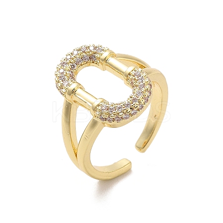 Brass Micro Pave Cubic Zirconia Open Cuff Rings RJEW-R146-17B-G-1