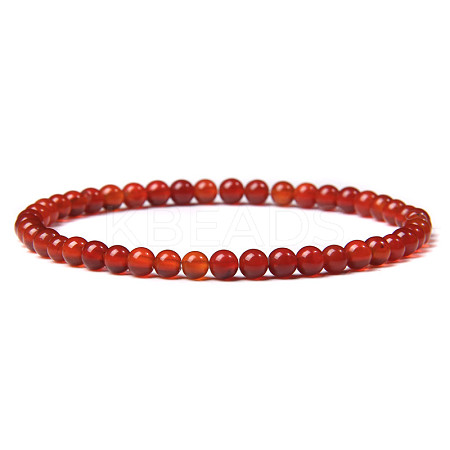 4mm Round Natural Carnelian Beads Bracelet for Men KG3069-11-1