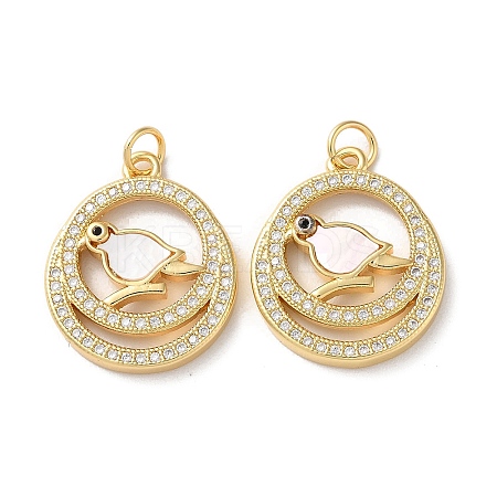 Brass Micro Pave Clear Cubic Zirconia Pendants KK-B083-33B-G-1