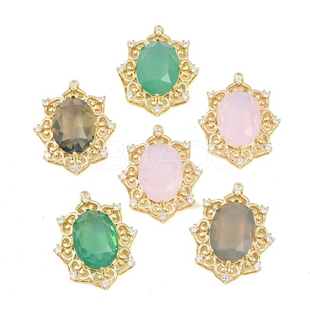 Brass Micro Pave Clear Cubic Zirconia Pendants KK-H257-11G-1