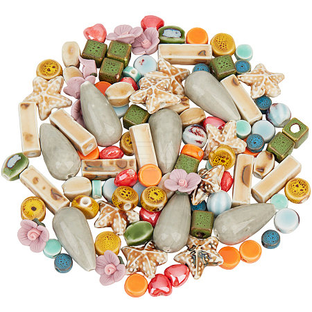 140Pcs 14 Styles Handmade Porcelain Beads PORC-PA0001-12-1