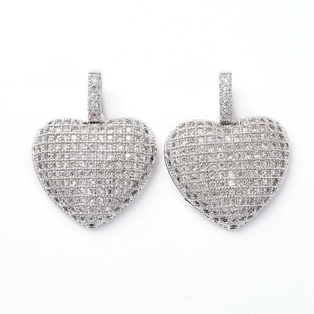 Brass Micro Pave Clear Cubic Zirconia Pendants KK-I658-36P-1
