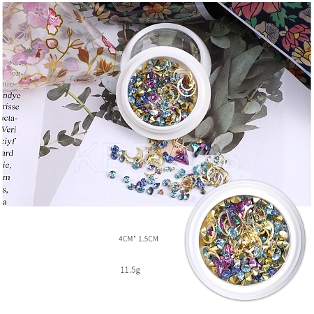 Aluminum Alloy Cabochons & Rhinestone MRMJ-WH0072-10-1