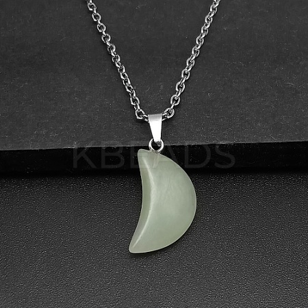 Moon Natural Green Aventurine Pendant Necklaces LS-AK5365-11-1