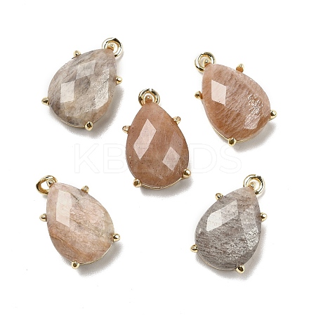Natural Sunstone Faceted Pendants G-M431-16G-01-1